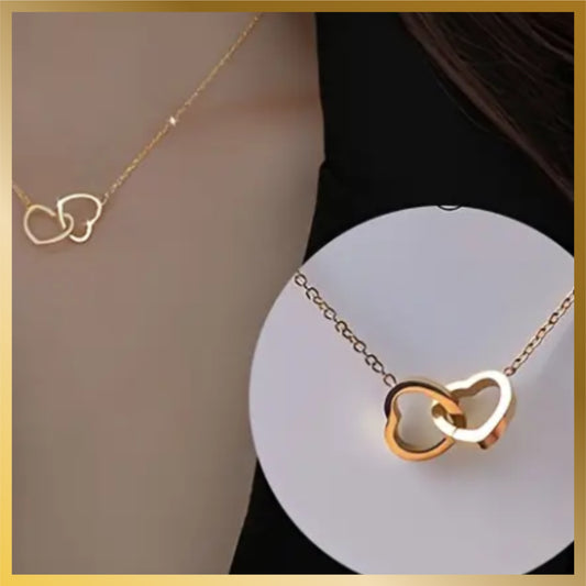 Stainless steel Interlock Heart To Heart Necklace Is so cute and minimalist trendy style that fit any occasions.