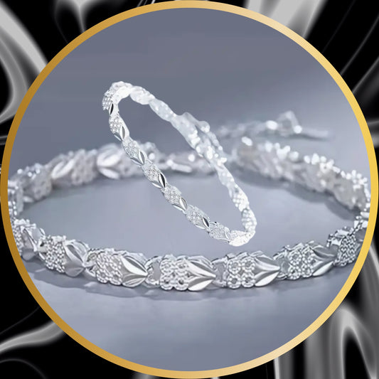 simple yet elegant a silver bracelet with unique pattern.