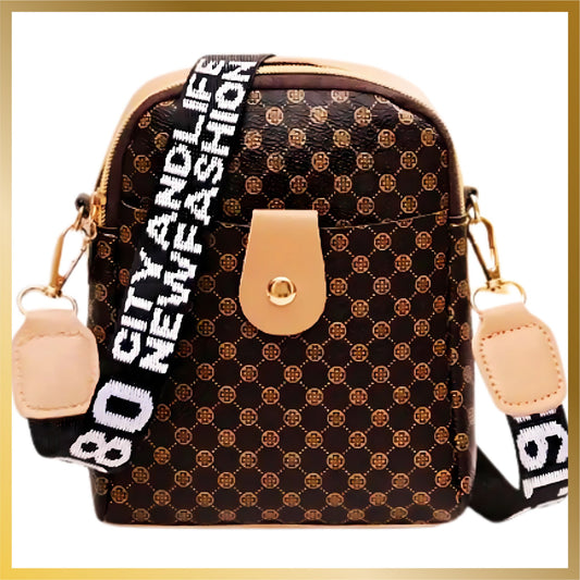 Cute Trendy coffee retro printed dot crossbody small bag