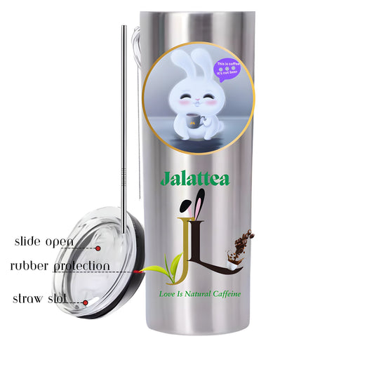 Jalattea Custom Tumblers of Anime Bunny Drinking Coffee or Tea
