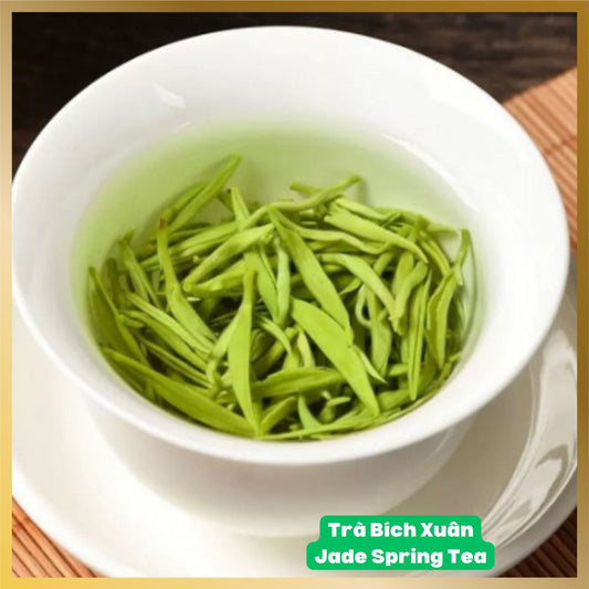 #organic-Jade-Spring-tea, #organic-high-quality-tea, premium Jade Spring Tea at Jaliny Store, Spring Tea With lots of benefits, Jade Spring Tea can prolong youth and reduce risks of certain diseases, Trà Bích Xuân Hoa, trà khi pha