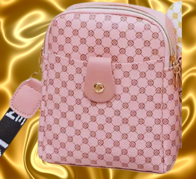 Trendy elegant pink retro crossbody small printed poka dots bag for phone and small items