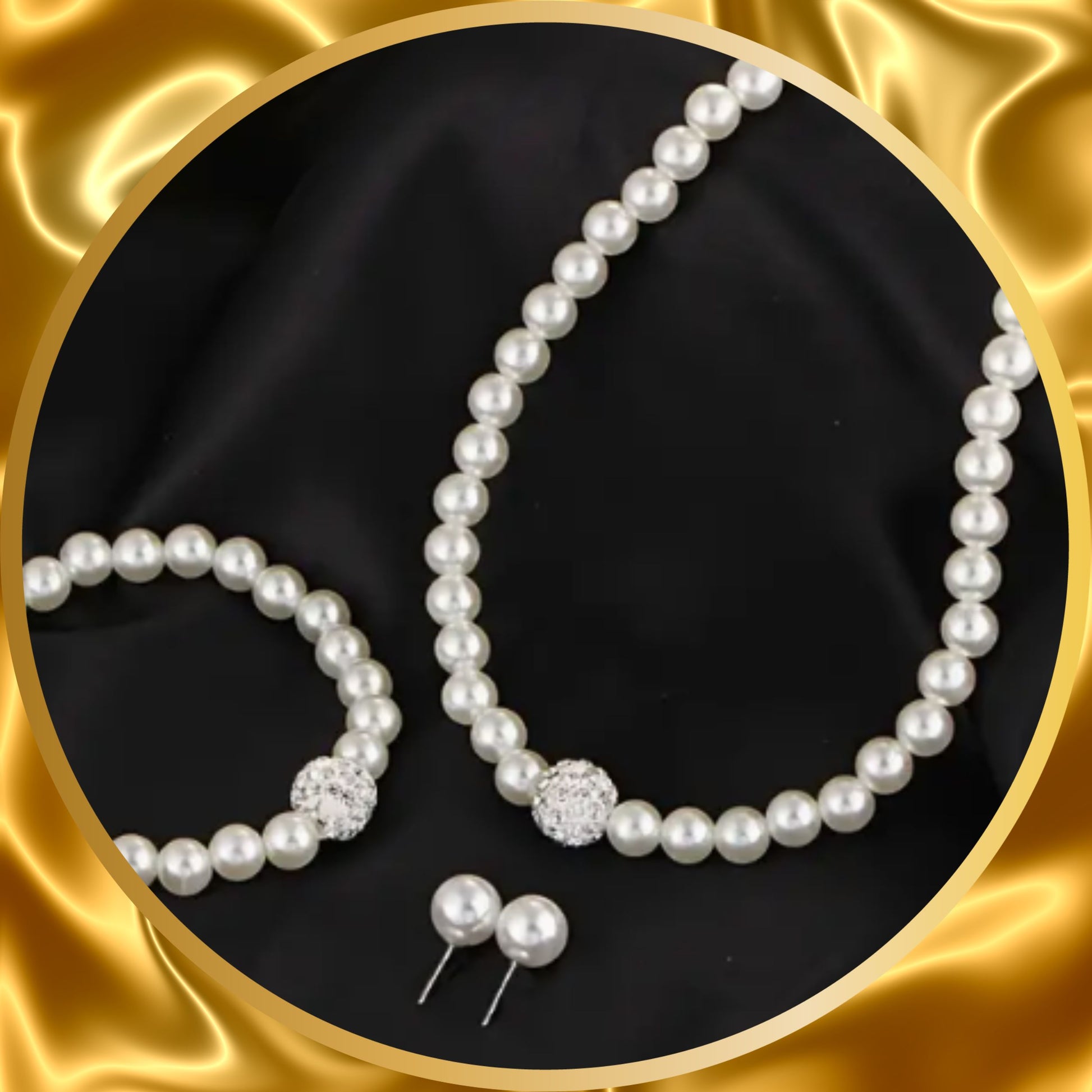 Elegant 4 pcs set of faux pearls of necklace bracelet and ears rings.