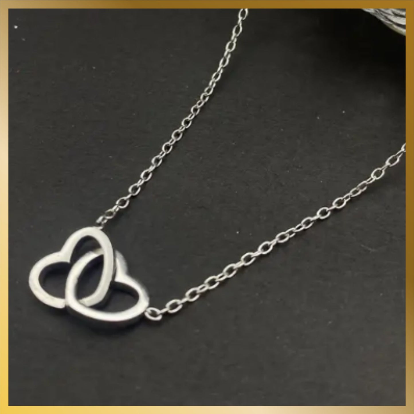 Stainless steel Interlock Heart To Heart Necklace Is so cute and minimalist trendy style that fit any occasions