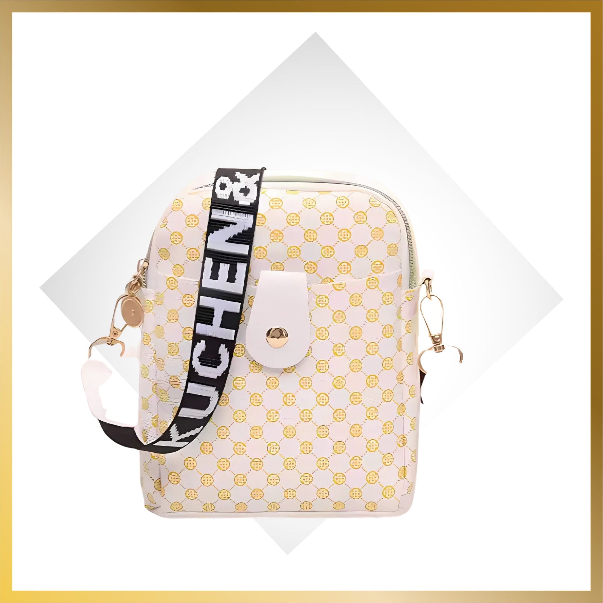 Cute Beige retro printed dot crossbody bag