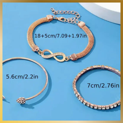 High Quality Elegant 3 pcs Rose Gold Stainless Steel Bracelets