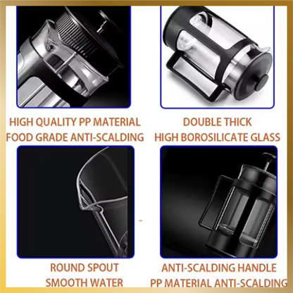 800ml Heat Resistant Glass French Press Coffee Maker Functionalities.