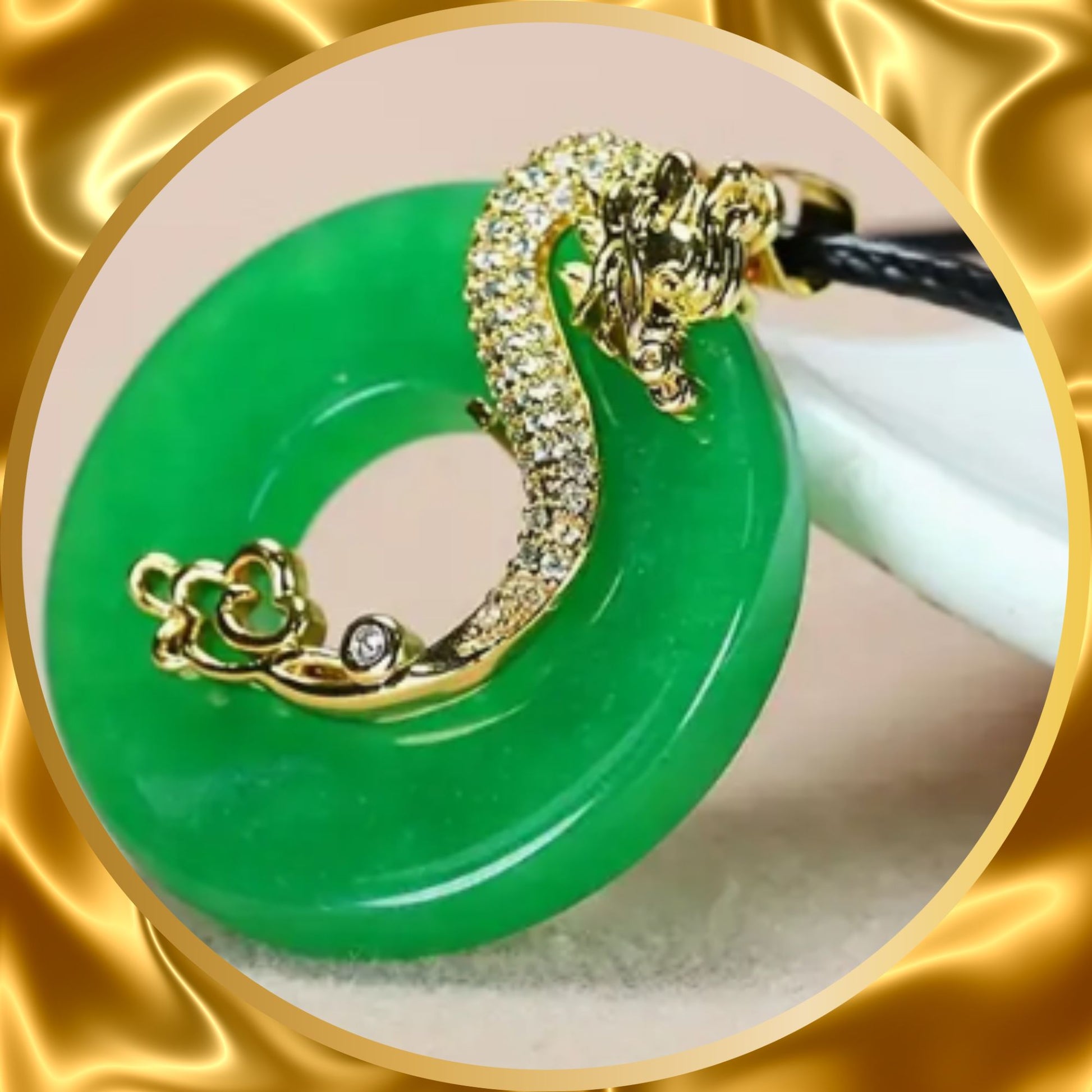  Green Jade gold plated Dragon the black ascent band is very stylist for both men and women.