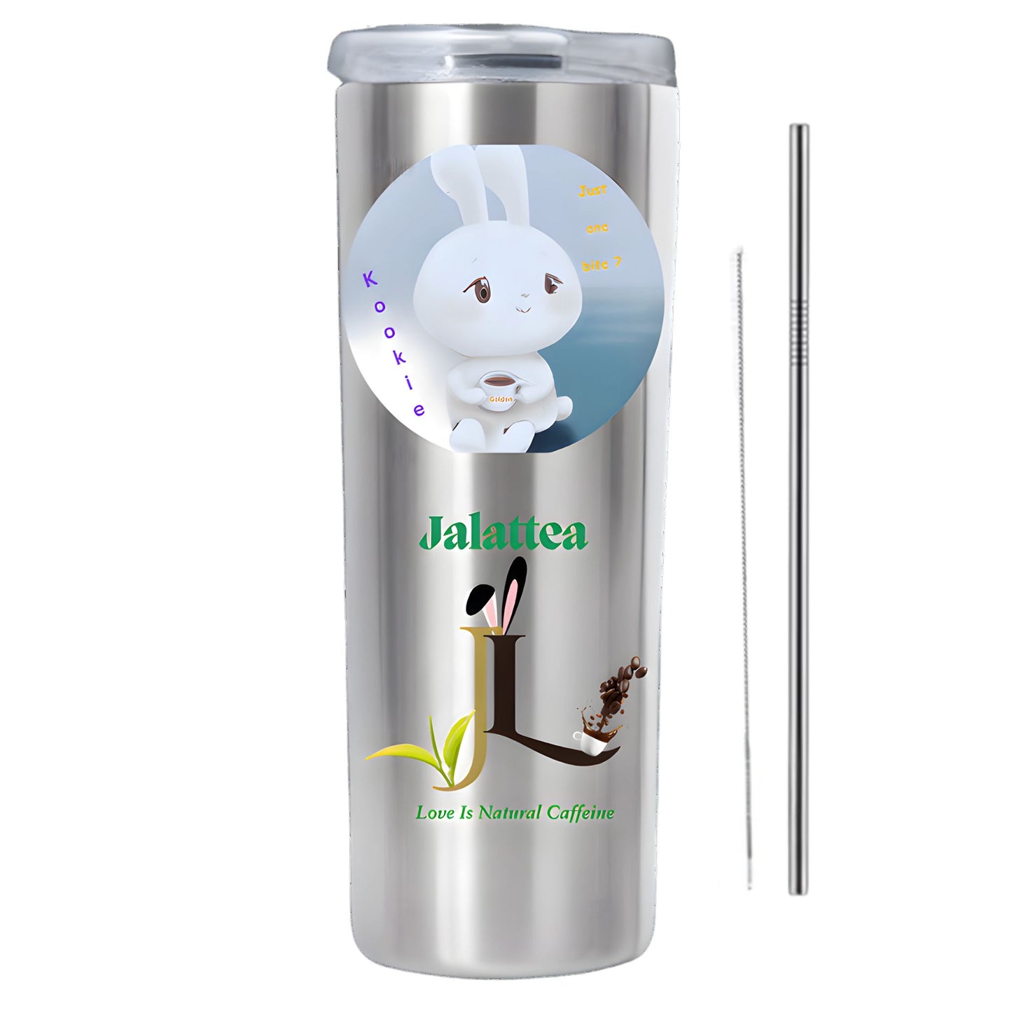 Jalattea Custom Tumblers of Anime Bunny Drinking Coffee or Tea
