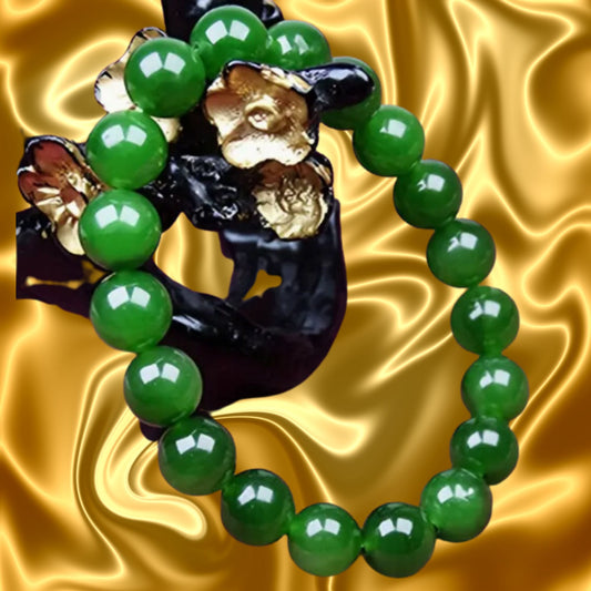 Emerald Jade Color natural beads lucky bracelet.