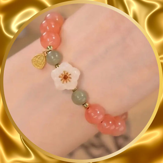 Orange Pink Glass Natural Beads bracelet