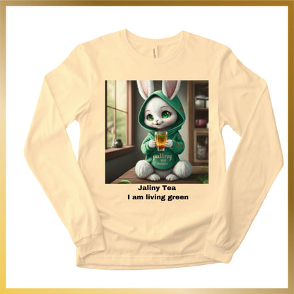 Long Sleeve Shirt of Snow White Bunny Anime Drinking Tea "I am living green"