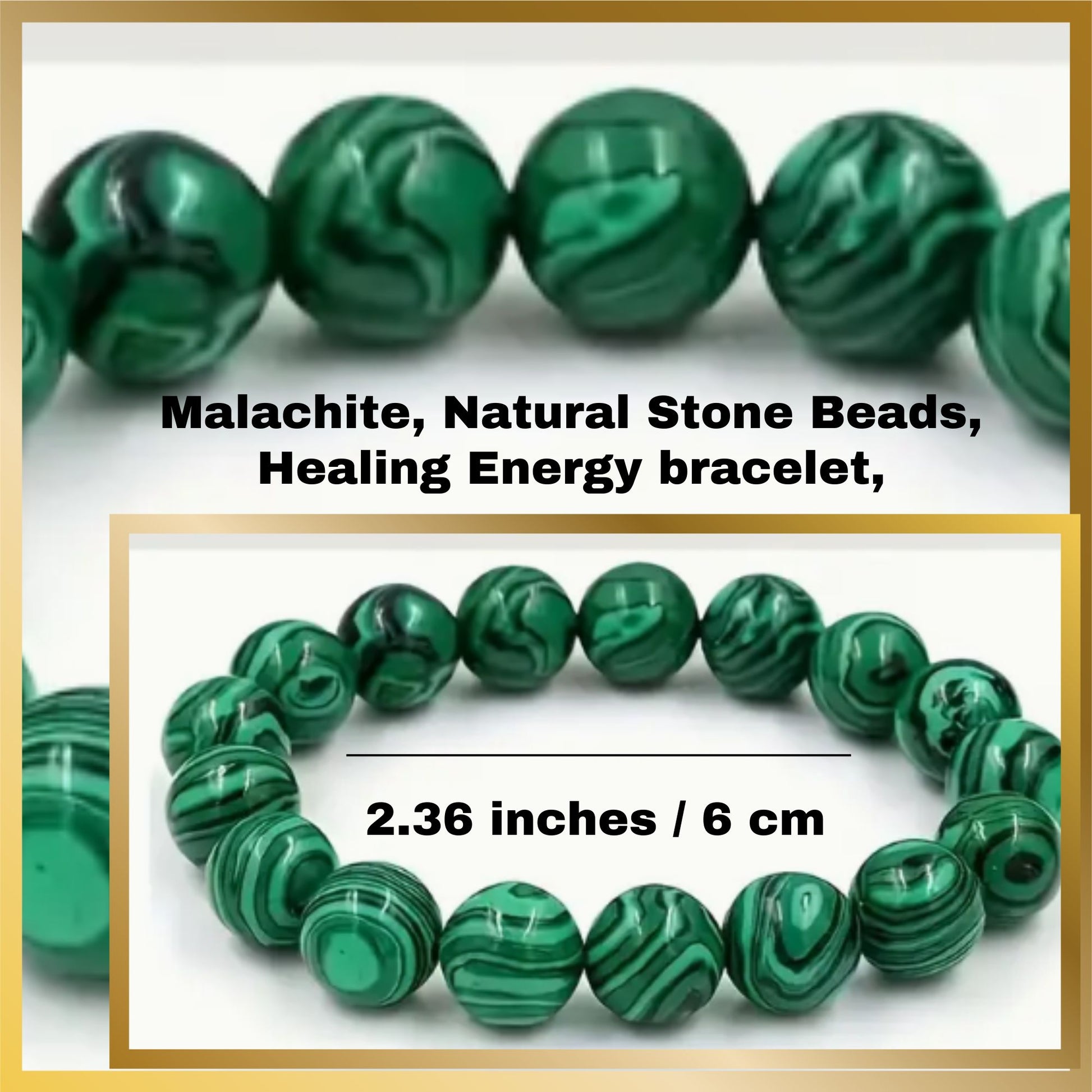 Malachite natural stone beads symbolize healing energy bracelet